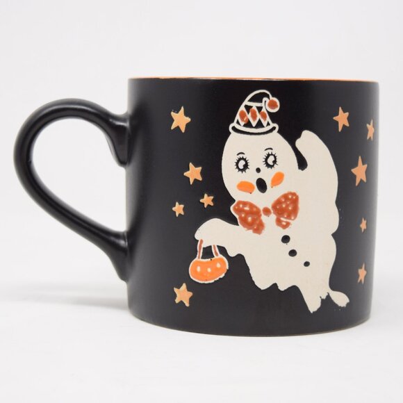 Eli Ana Flying Ghost Halloween Mug New 2024 Black Orange Stars Retro Whimsical - Picture 5 of 11